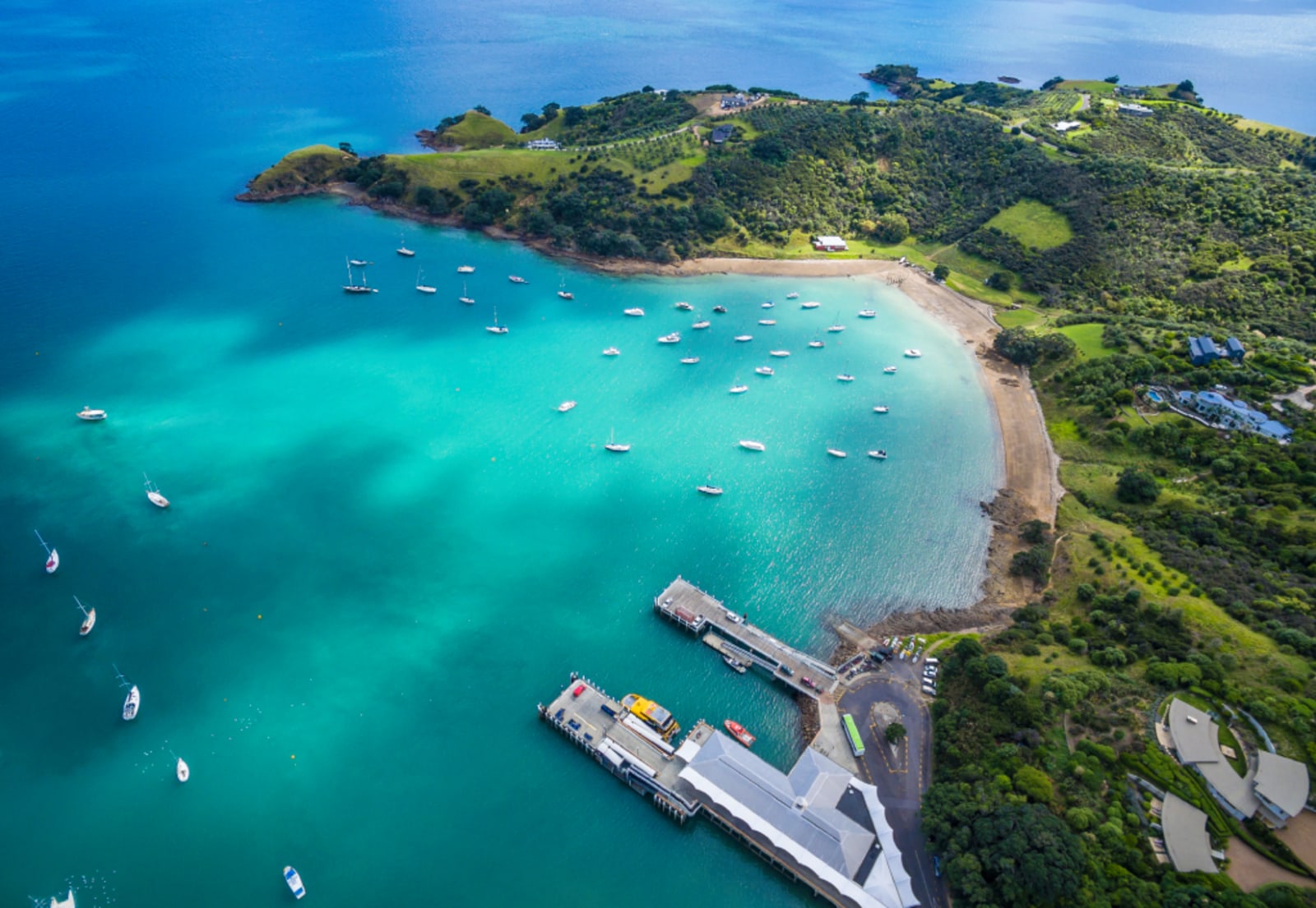 Aerial view over Waiheke Island, Auckland, New Zealand