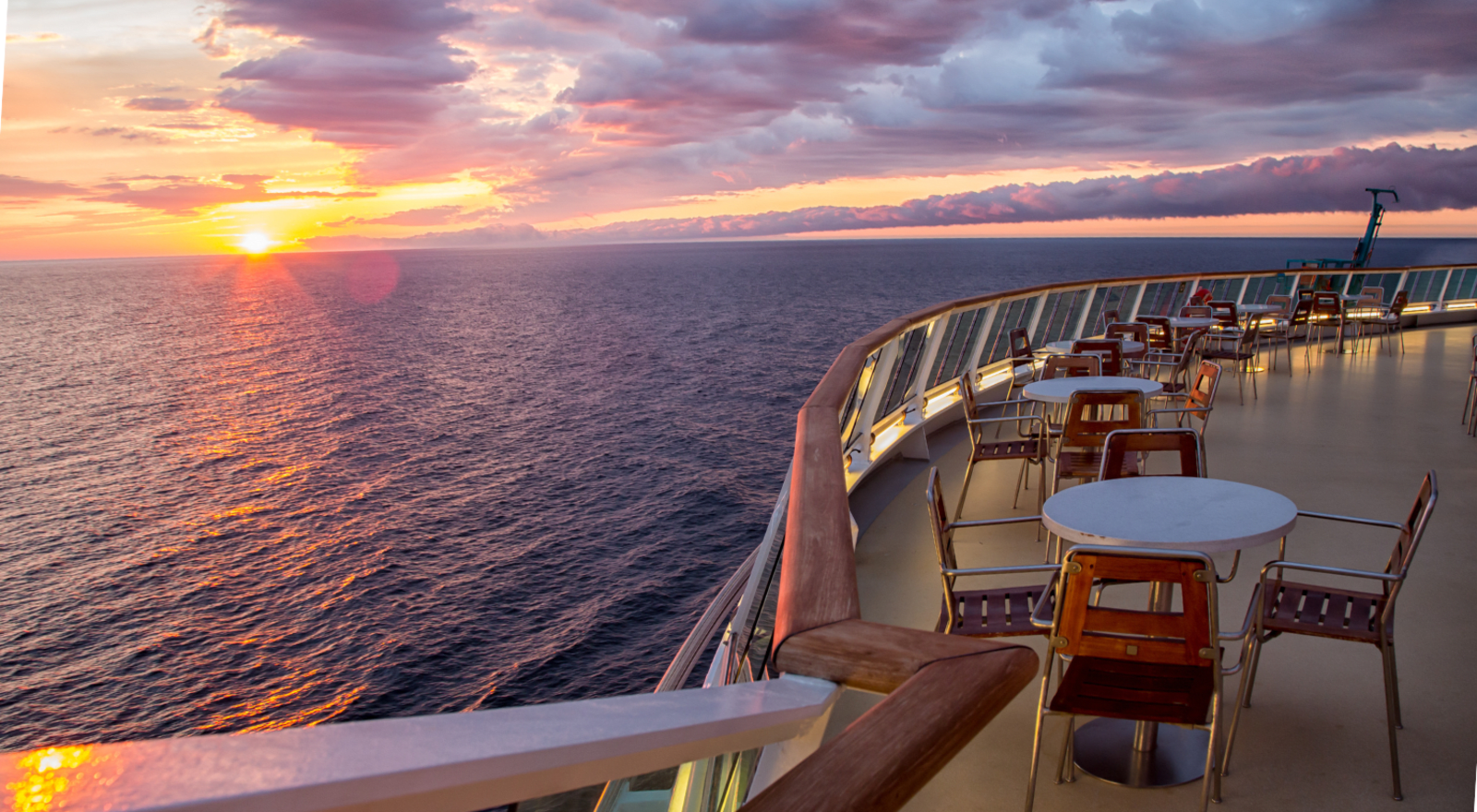 sunset from deck of a cruise ship