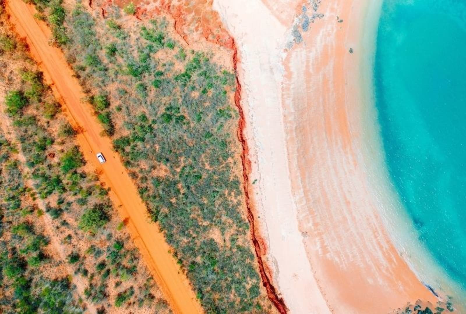 Aerial view of road in Broome WA