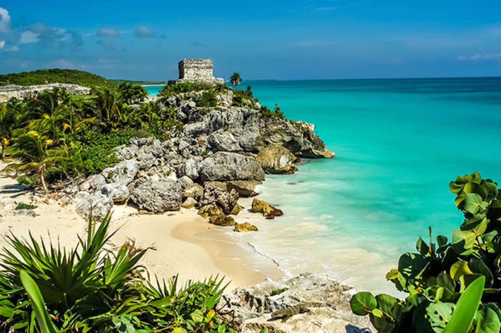 Tulum - Ancient Mayan ruins on the coastline with bright blue water