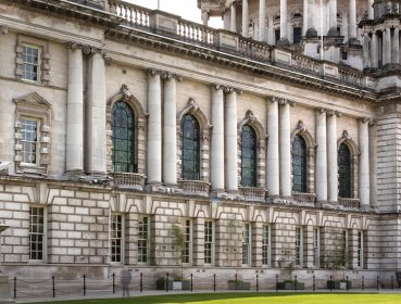 Ground view of an Old City Hall in Belfast