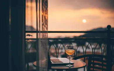 sunset from a balcony