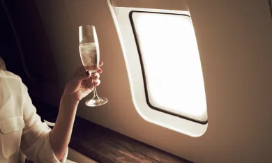 champagne during a flight