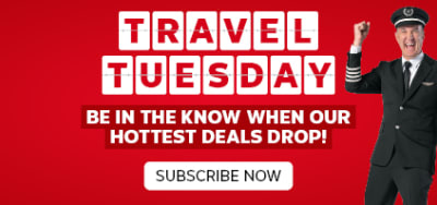 Travel Tuesday - be in the know when our hottest deals drop! | subscribe now. Flight Centre Captain cheering