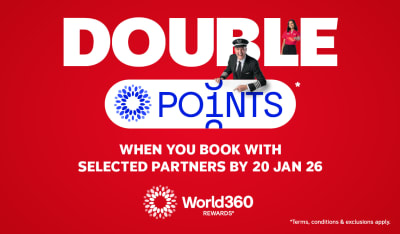 Double points* when you book with selected partners by 20 Jan 26 | *Terms, conditions & exclusions apply.