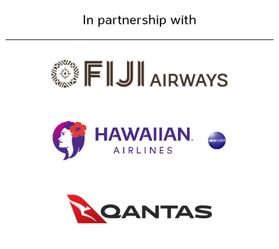 In partnership with | Fiji Airways, Hawaiian Airlines, Qantas