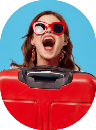 Lady holding suitcase