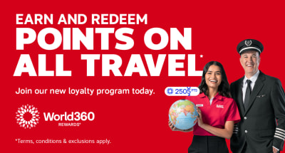 Earn and redeem points on all travel* - Join our new loyalty program today. | World360 Rewards *Terms, conditions & exclusions apply