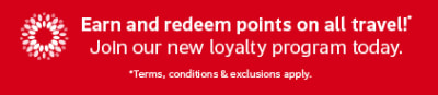 Earn and redeem points on all travel* - Join our new loyalty program today. *Terms, conditions & exclusions apply