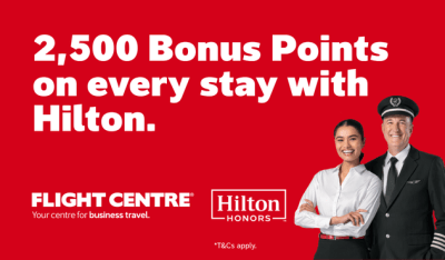 2,500 Bonus Points on every stay with Hilton