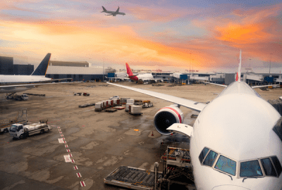 Airplane parked at Sydney International Airport