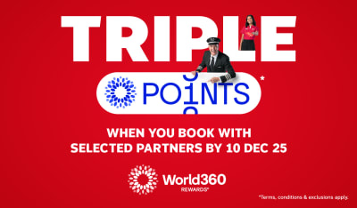 Triple points* when you book with selected partners by 10 Dec 25 | World360 Rewards | *Terms, Conditions & exclusions apply.