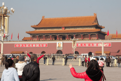A sunny day as people sight-see in Tiananmen Square