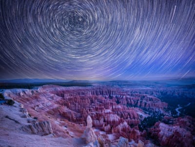 Night sky and stars over Bryce Canyon National Park, Utah, United States