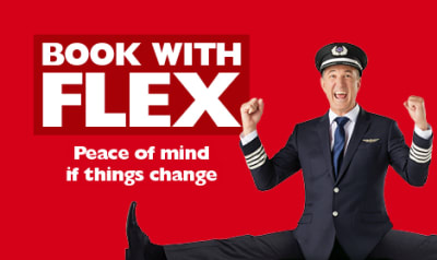 Promotional image Flight Centre Captain doing the splits