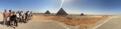 Great Pyramids and surrounds wide-angle panorama