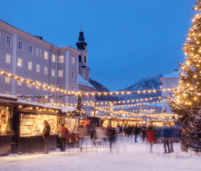 European Christmas markets at night