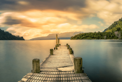 Scenic view of lake against sky during sunset, Lake Tarawera, Bay Of Plenty, New Zealand