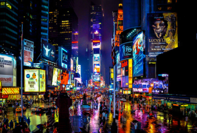The bright lights of New York City's Times Square at night
