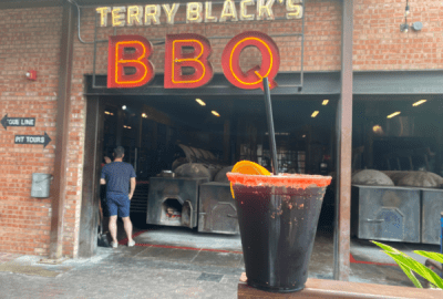 Dallas Terry Blacks BBQ drink and pits.