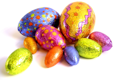 Easter eggs wrapped in foil