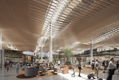An artist's impression of the main terminal interior at Western Sydney International Airport