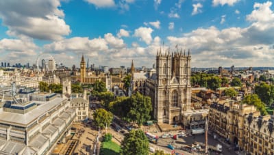 Aerial view of Westminster Abbey and Big Ben