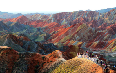 Colourful patterns on the Zhangye landform, China.