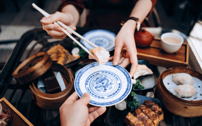 Traditional yum cha being shared between friends.