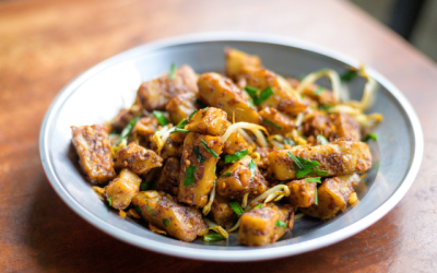 Plated dish of fried carrot cake.