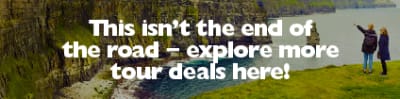 This isn't the end of the road - experience more tour deals here! Two people pointing on the edge of a cliff