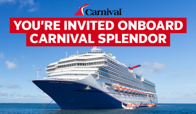 Carnival - you're invited onboard Carnival Splendor. Carnival Cruise ship at sea