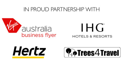 In proud partnership with Virgin Australia business flyer, IHG hotels & resorts, Hertz, Trees 4 Travel