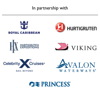 In partnership with | Royal Caribbean, Hurtigruten, Hurtigruten Expeditions, Viking, Celebrity Cruises, Avalon Waterways, Princess