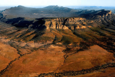An aerial view of Wilpena Pound, South Australia