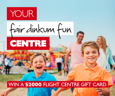 Your Fair Dinkum fun centre - win a $2,000 flight centre gift card - two kids playing at the Perth Royal Show