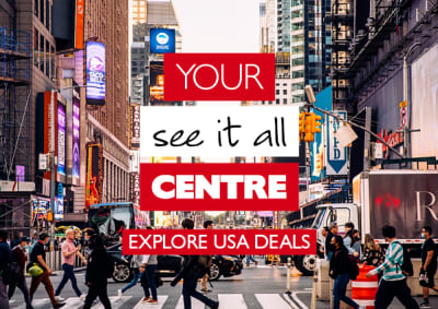 Your see it all centre - explore USA deals. Busy New York City street