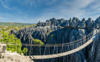 The dramatic monoliths of Tsingy de Bemaraha National Park in Madagascar.