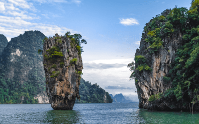 Unique rock formations in Phang Nga Bay, Thailand.
