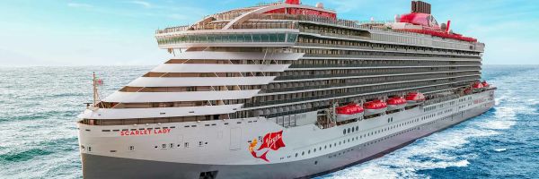 Virgin Voyages cruise ship at sea