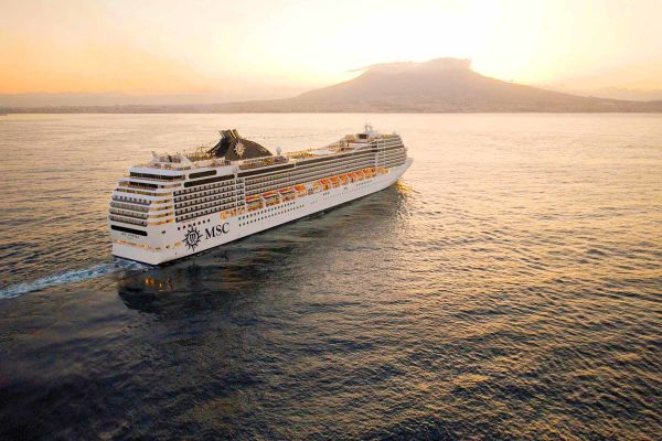 MSC cruise ship off the Italian coastline
