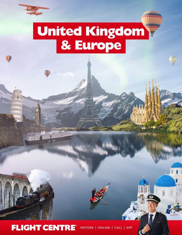 Iconic landmarks from the UK and Europe with the text "United Kingdom & Europe"