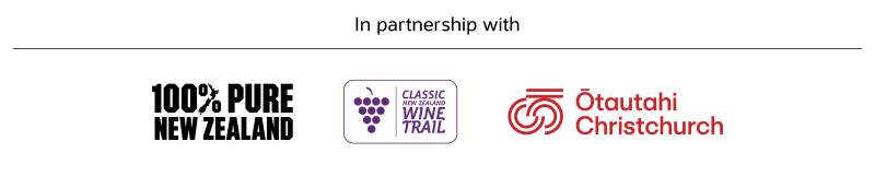 In partnership with | 100% Pure New Zealand, Classic New Zealand Wine Trail, Otautahi Christchurch