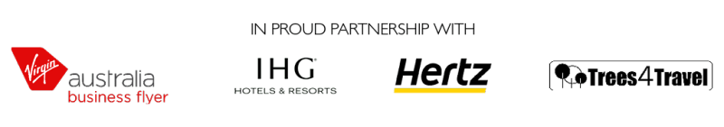 In proud partnership with Virgin Australia business flyer, IHG hotels & resorts, Hertz, Trees 4 Travel