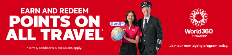 Earn and redeem points on all travel* - Join our new loyalty program today. | World360 Rewards *Terms, conditions & exclusions apply