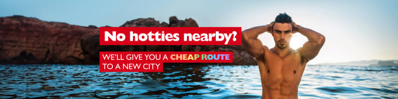 No hotties nearby? We'll give you a cheap route to a new city. Shirtless man emerging from the ocean
