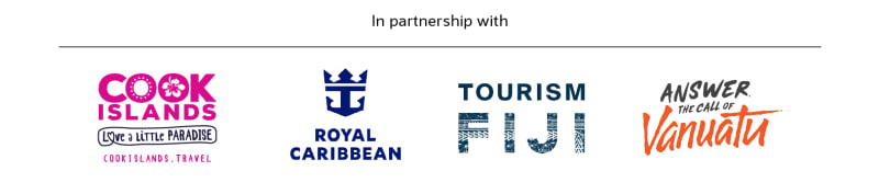 In partnership with | Tourism Fiji, Answer the call to Vanuatu, Cook Islands, Royal Caribbean