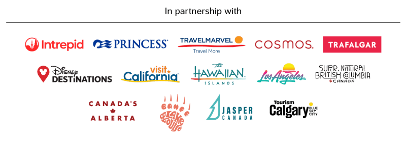 In partnership with Intrepid Princess Travelmarvel Cosmos Visit Cali Disney Trafalgar Hawaii LA Tourism BC Canada 
