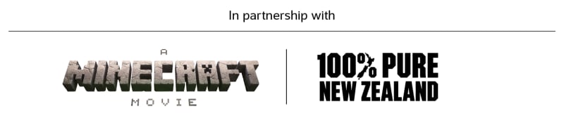 In partnership with a Minecraft Movie. 100% Pure New Zealand