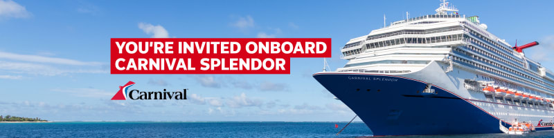 Carnival - you're invited onboard Carnival Splendor. Carnival Cruise ship at sea